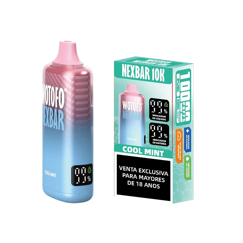Vaper Desechable Nexbar Cool Mint 10.000 puffs 5% - Wotofo 1