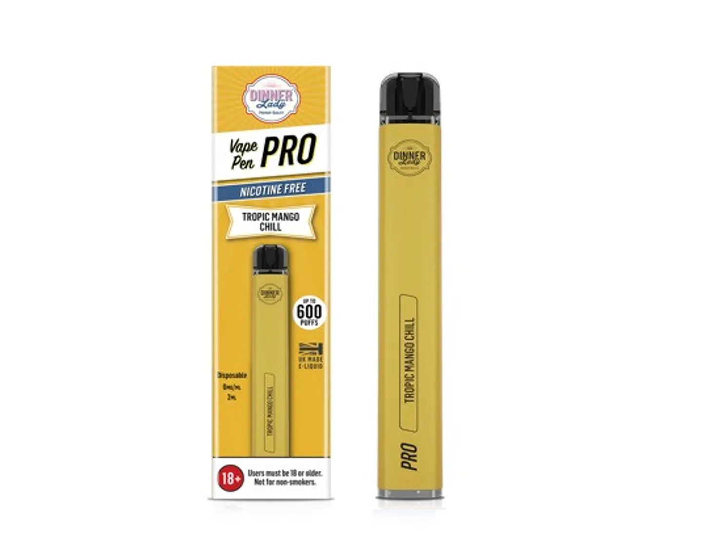 VAPORIZADOR DESECHABLE VAPE PENPRO DINNER LADY 600 PUFF TROPIC MANGO CHILL 0% NIC 1