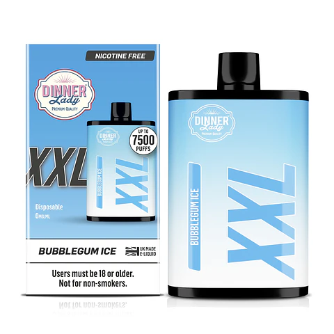 VAPORIZADOR DESECHABLE VAPE PEN XXL DINNER LADY 7500 PUFF BUBBLEGUM ICE 0% NIC