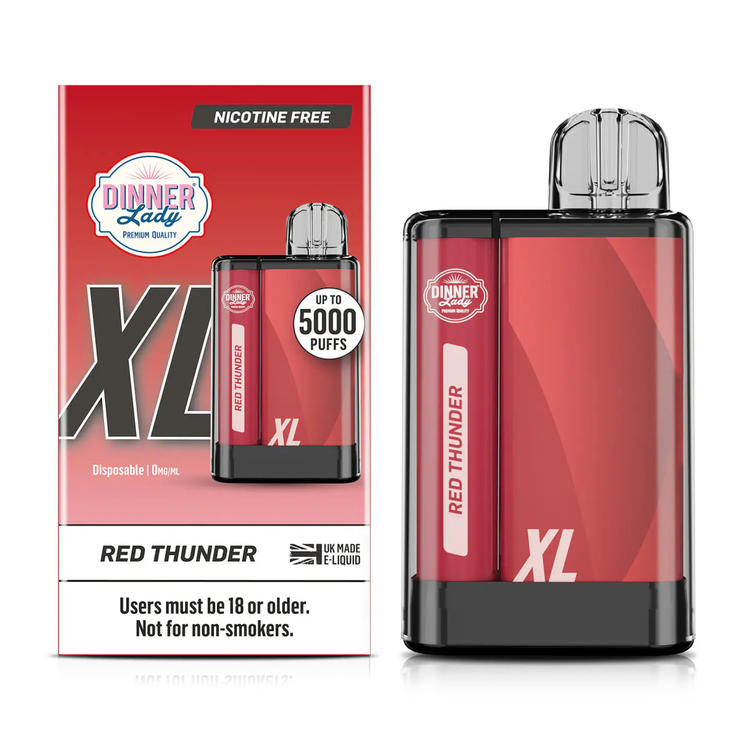 VAPORIZADOR DESECHABLE VAPE PENXL DINNER LADY 5000 PUFF RED THUNDER 0% NIC 1
