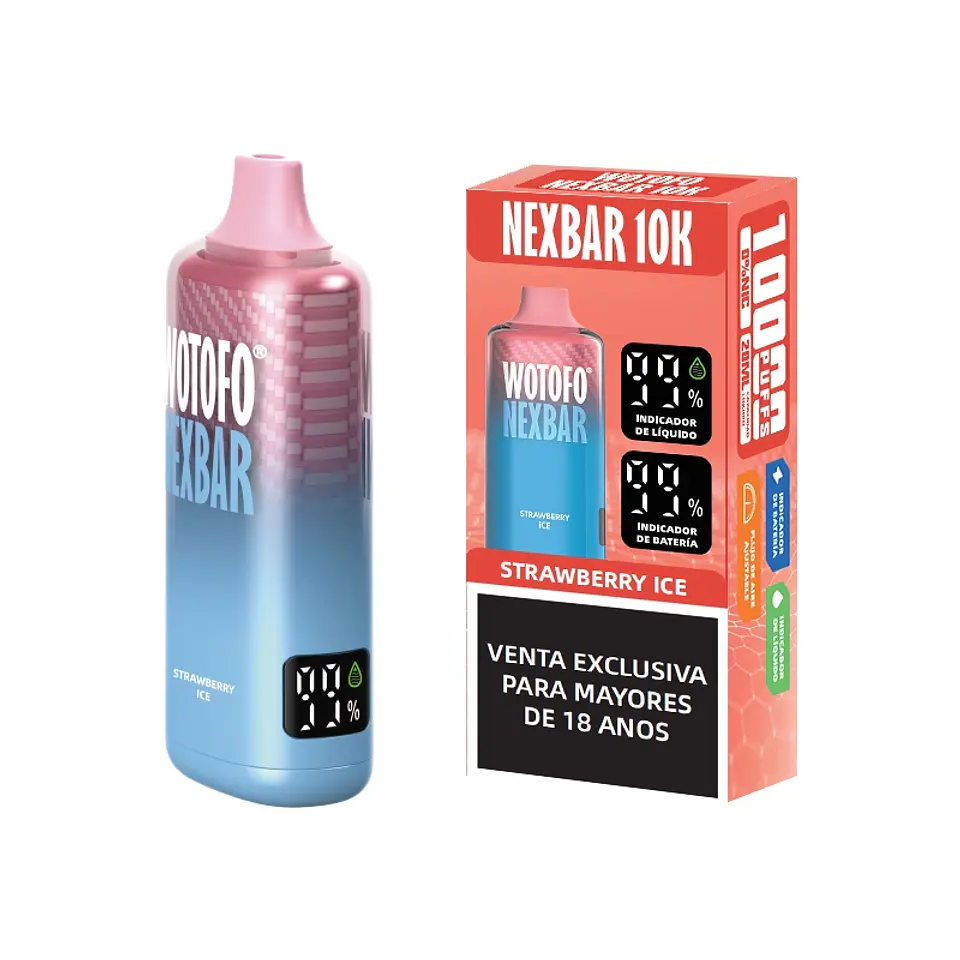 Vaper Desechable Nexbar Strawberry Ice 10.000 puffs 5% - Wotofo 1