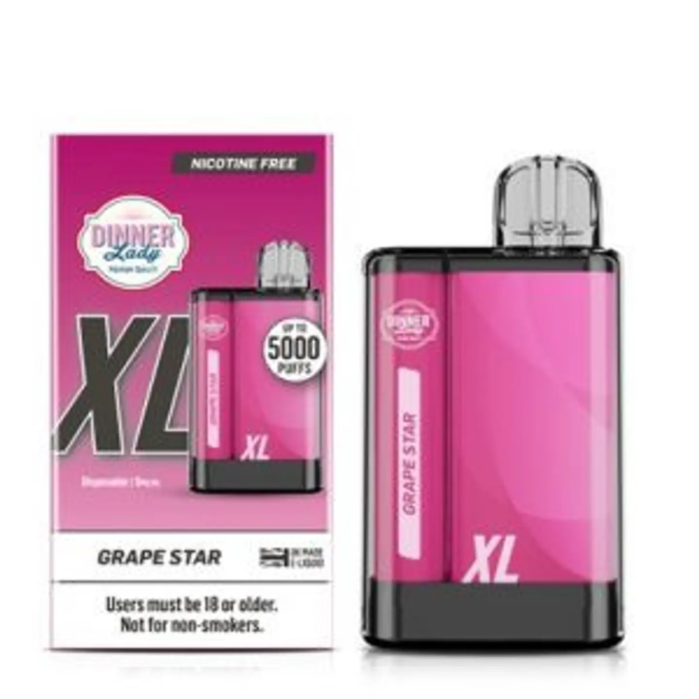 VAPORIZADOR DESECHABLE VAPE PENXL DINNER LADY 5000 PUFF GRAPE STAR 0% NIC 1