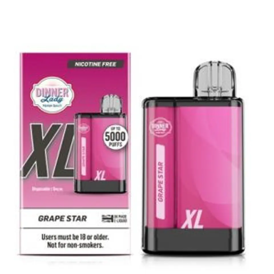 VAPORIZADOR DESECHABLE VAPE PENXL DINNER LADY 5000 PUFF GRAPE STAR 0% NIC 1