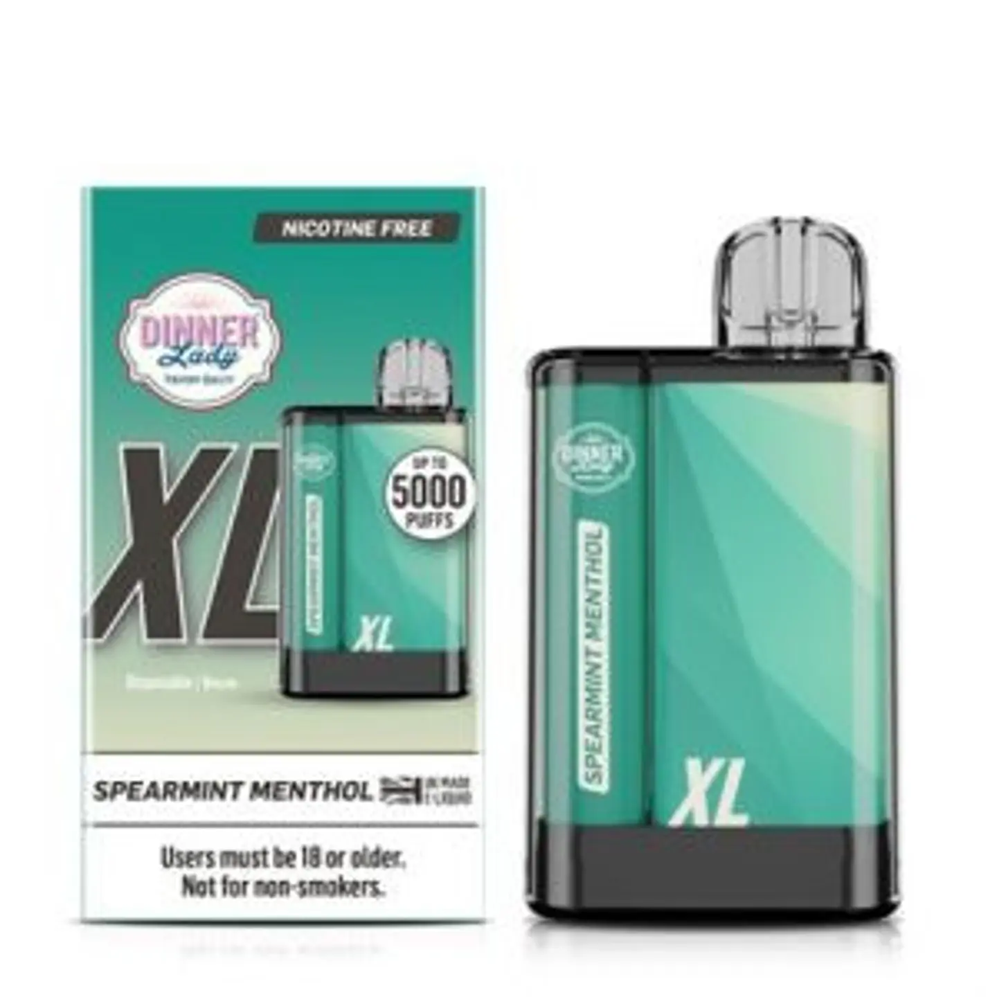 VAPORIZADOR DESECHABLE VAPE PENXL DINNER LADY 5000 PUFF SPEARMINT MENTHOL 0% NIC 1