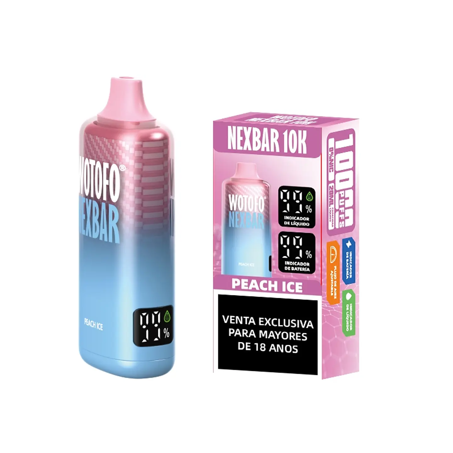 Vaper Desechable Nexbar Peach Ice 10.000 puffs 5% - Wotofo 1