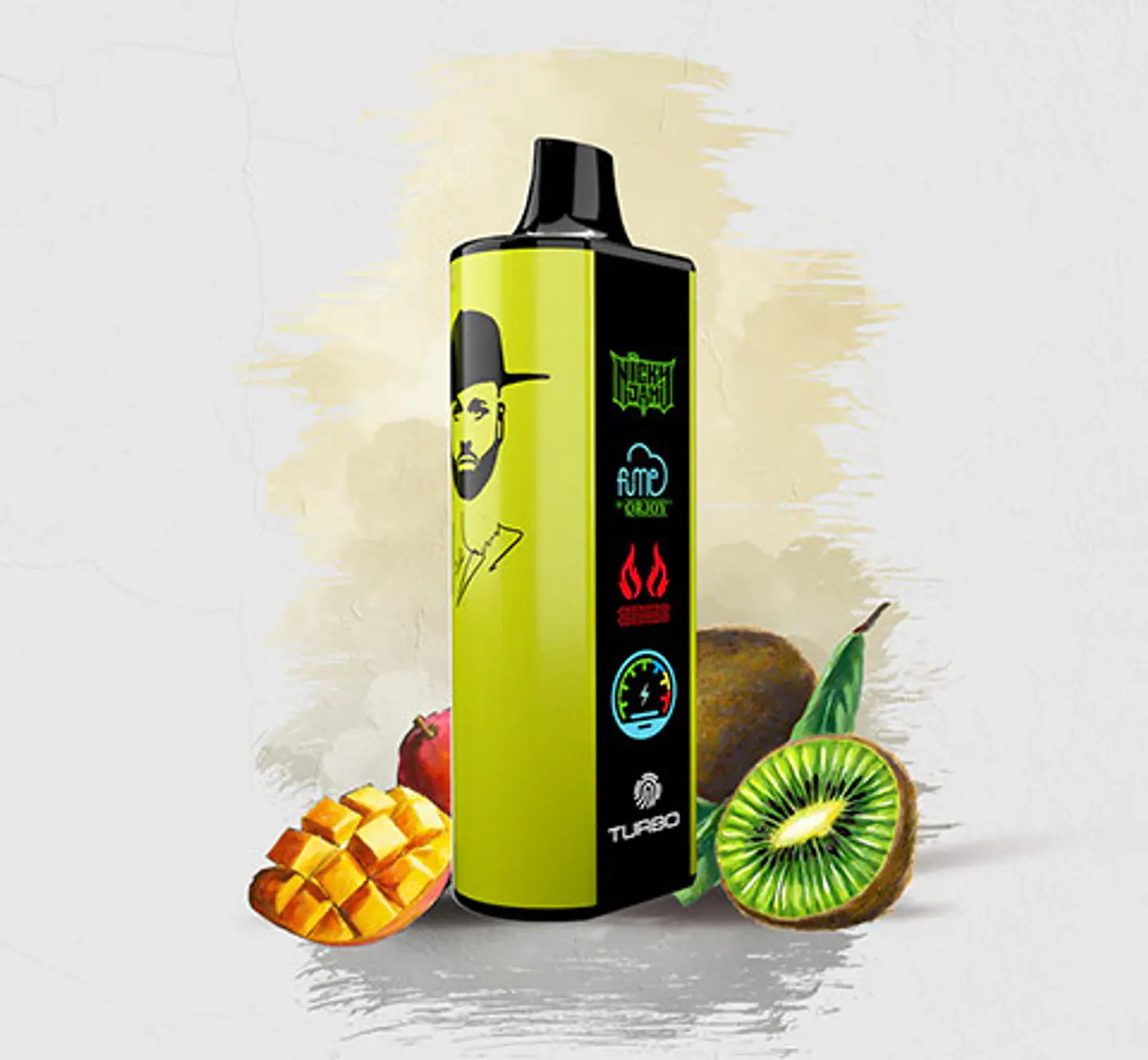 VAPORIZADOR DESECHABLE NICKY JAM FUME 15000 PUFF 0% - EL GANADOR (MANGO KIWI) 1