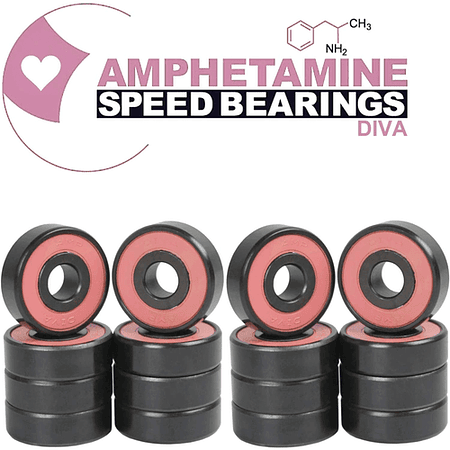 Amphetamine Roller Skate Bearings - Diva 16-Pack (7mm, Size 627)