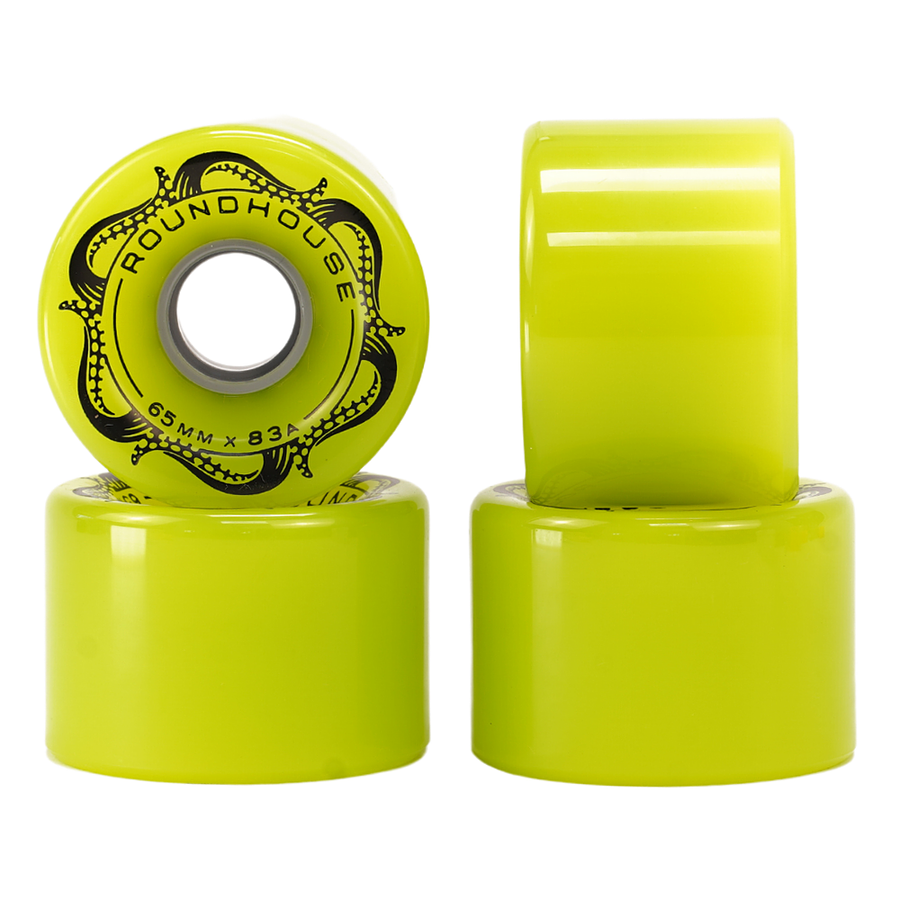 Roundhouse 65mm Slick -Green Glo Wheel Set Ruedas