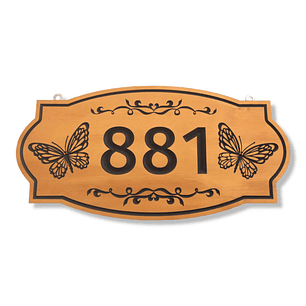 Letrero numero casa 27x50cm, Modelo Mariposa