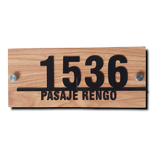 Placa domiciliaria imitación madera 13x30cm Hasta 5 números y dirección. Modelo G2
