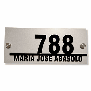 Números de casa, placa hasta 5 números y dirección 13x30cm, Modelo G1