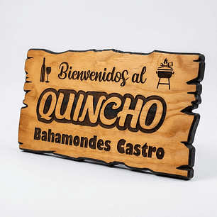 Letrero de madera para quincho 25×50 cm personalizado – estilo rustico