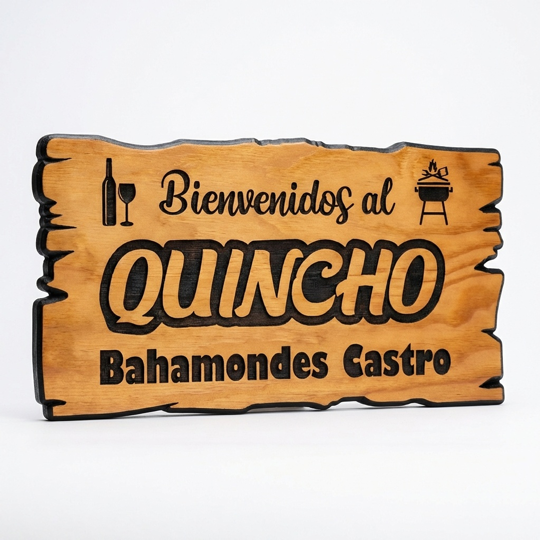 Letrero de madera para quincho 25×50 cm personalizado – estilo rustico 4