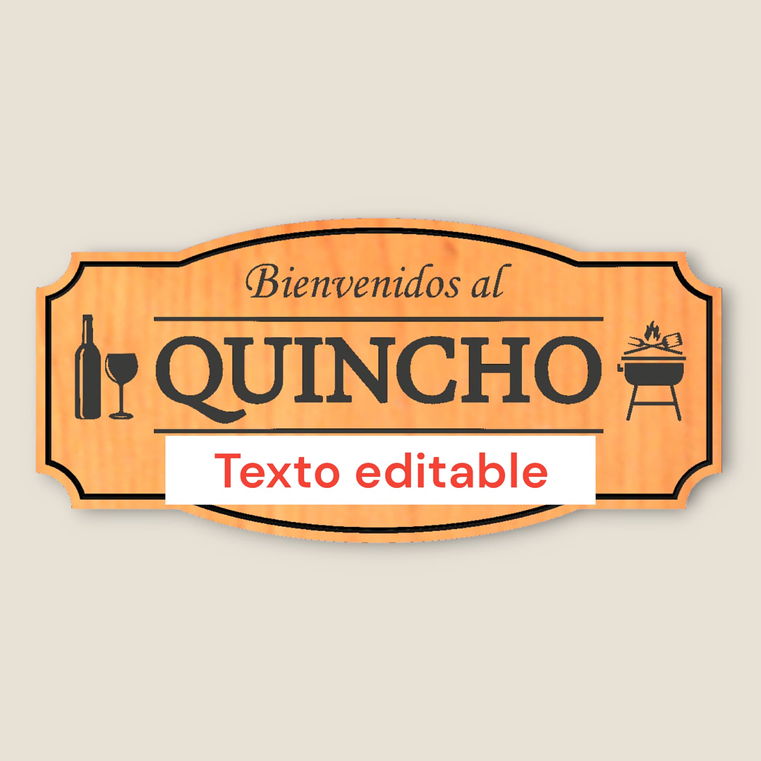 Letrero de madera para quincho 35×70 cm personalizado – estilo clasico 3
