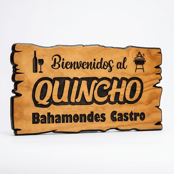 Letrero de madera para quincho 35×70 cm personalizado – estilo rustico 6
