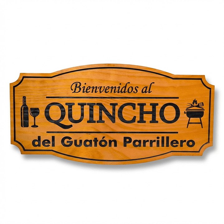 Letrero de madera para quincho 25×50 cm personalizado – estilo clasico 4