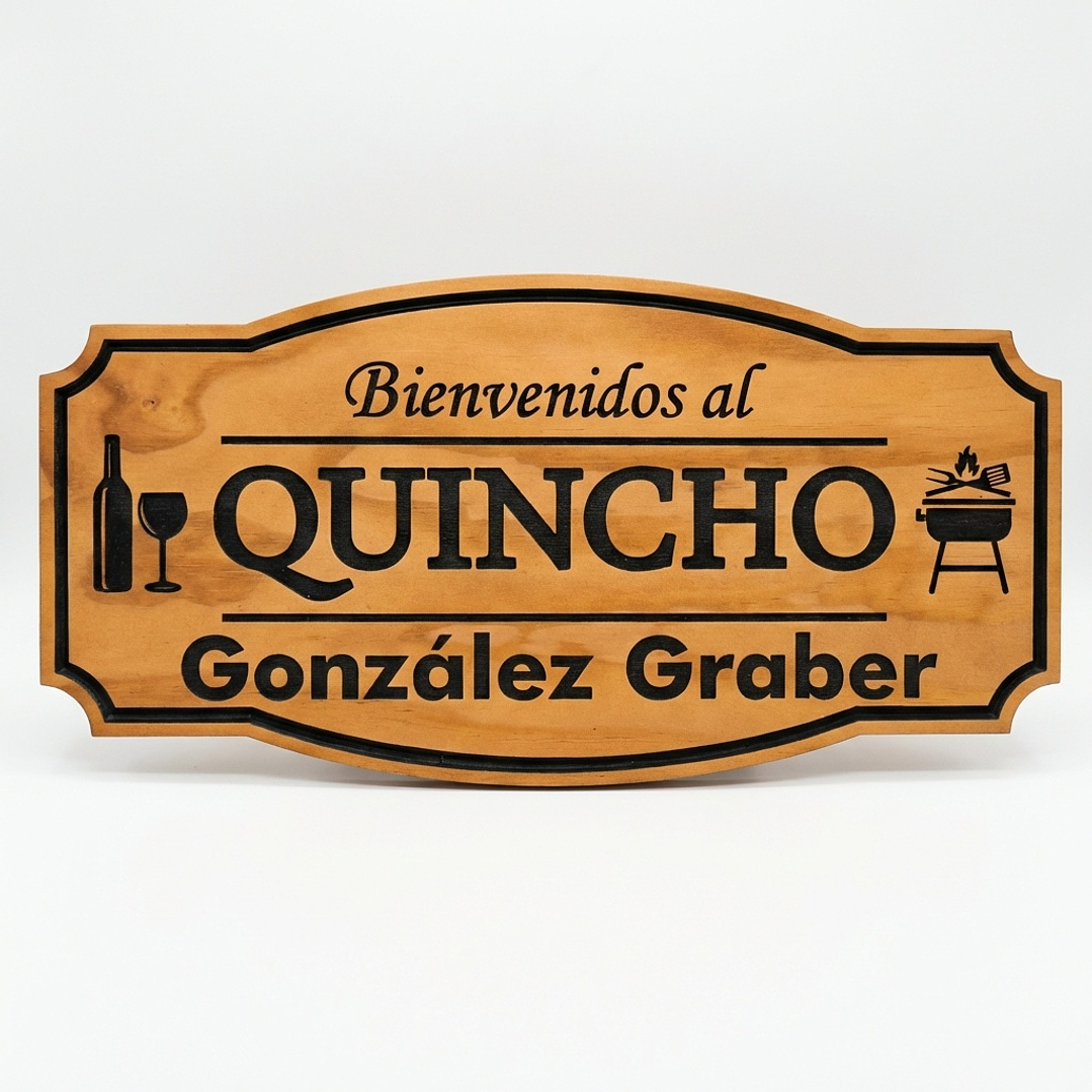 Letrero de madera para quincho 25×50 cm personalizado – estilo clasico 5