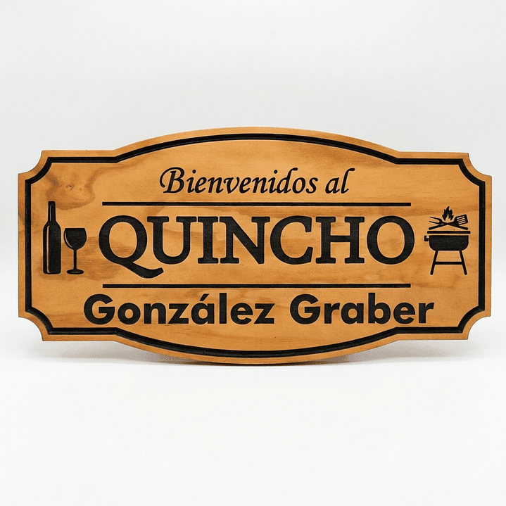 Letrero de madera para quincho 25×50 cm personalizado – estilo clasico 5