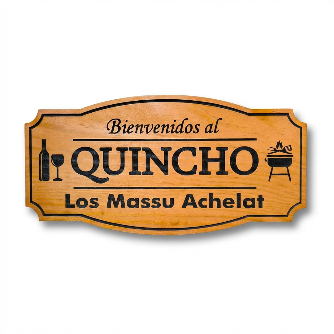 Letrero de madera para quincho 25×50 cm personalizado – estilo clasico 1