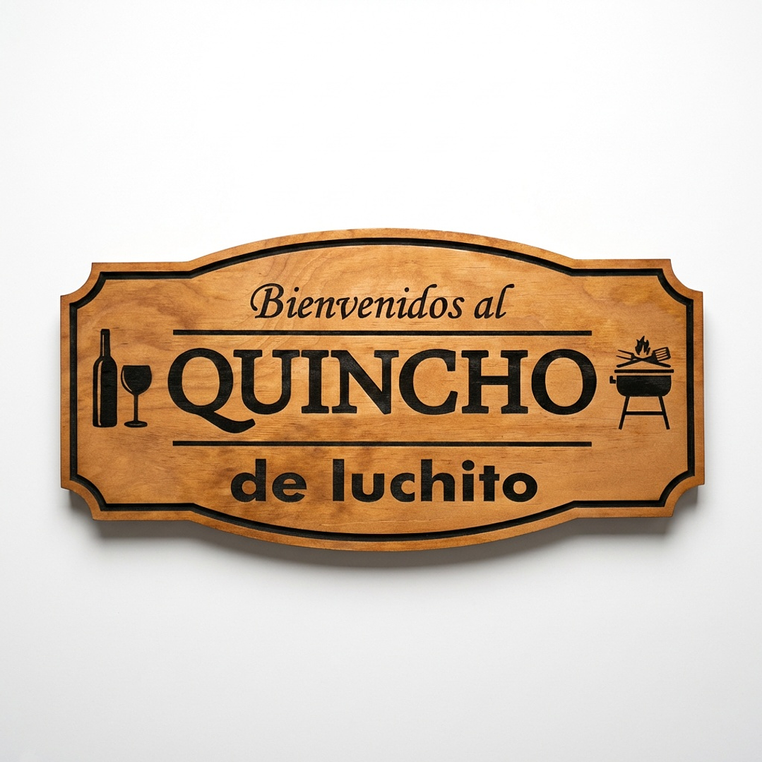 Letrero de madera para quincho 25×50 cm personalizado – estilo clasico 6