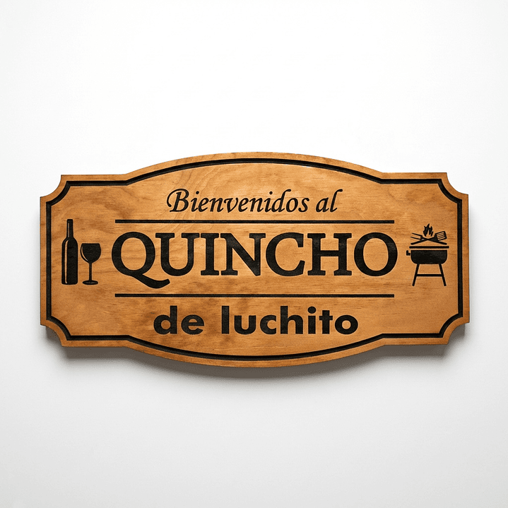 Letrero de madera para quincho 25×50 cm personalizado – estilo clasico 6