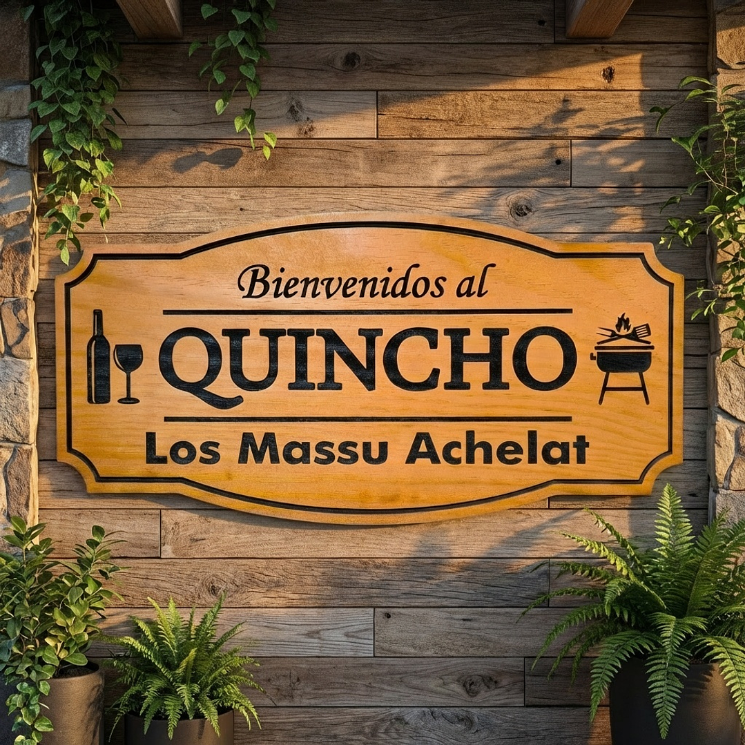 Letrero de madera para quincho 25×50 cm personalizado – estilo clasico 2