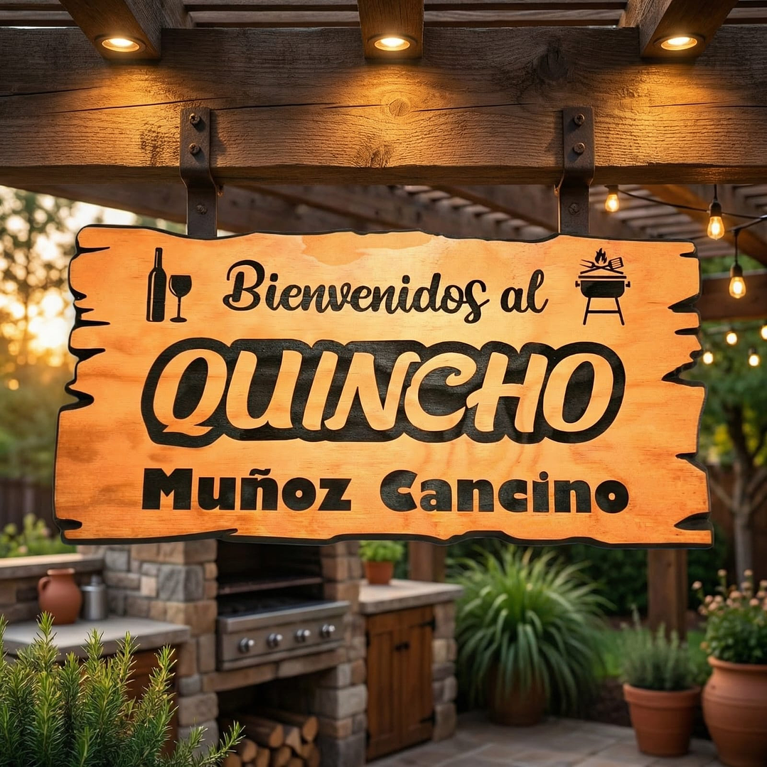 Letrero de madera para quincho 25×50 cm personalizado – estilo rustico 2