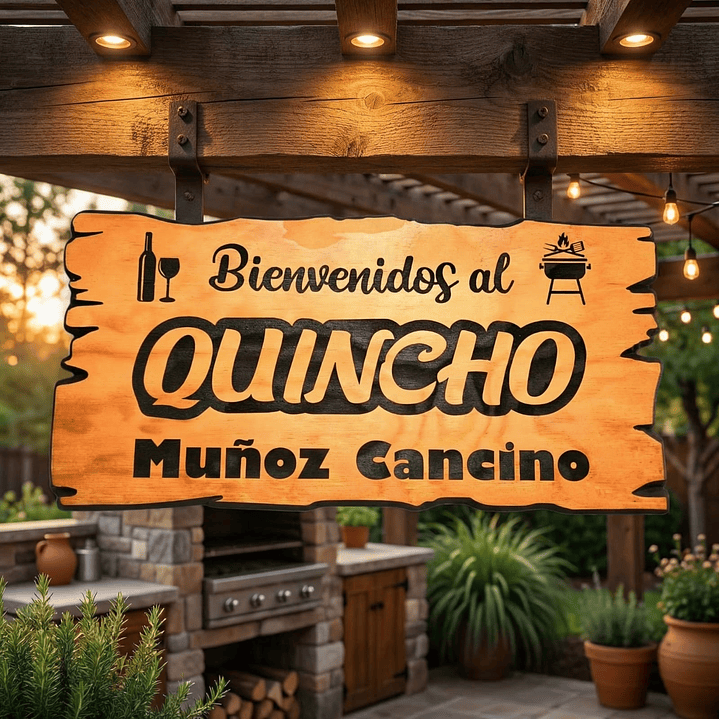 Letrero de madera para quincho 25×50 cm personalizado – estilo rustico 2