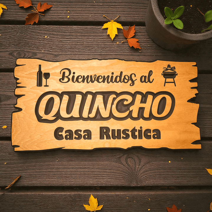 Letrero de madera para quincho 35×70 cm personalizado – estilo rustico 5