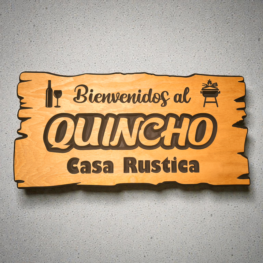 Letrero de madera para quincho 35×70 cm personalizado – estilo rustico 2