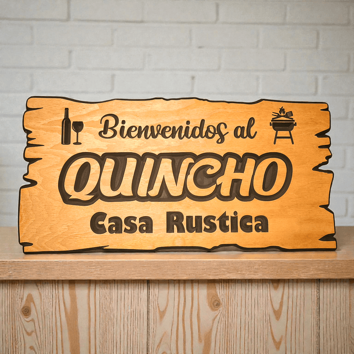 Letrero de madera para quincho 35×70 cm personalizado – estilo rustico 8