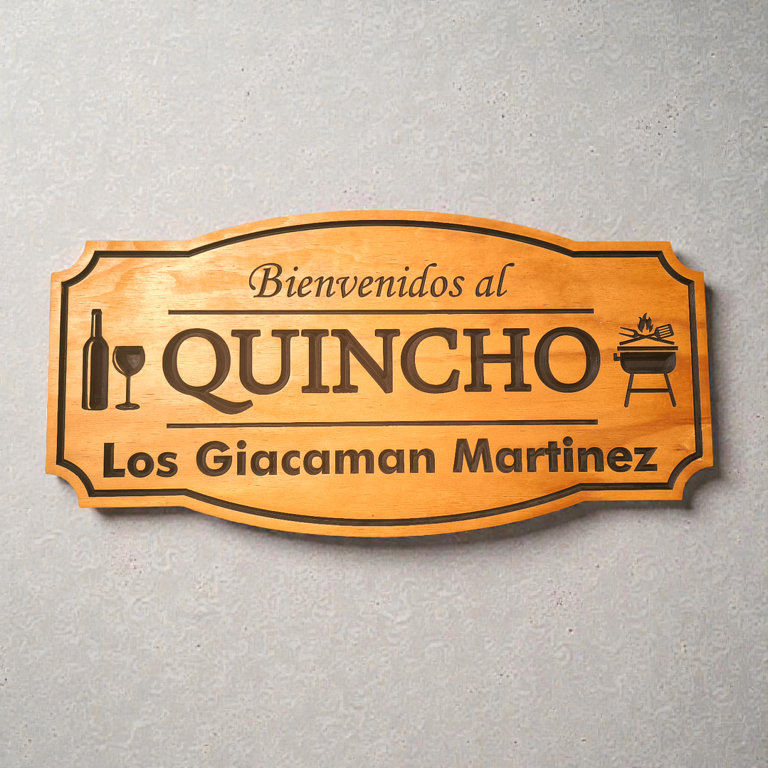 Letrero de madera para quincho 35×70 cm personalizado – estilo clasico 4