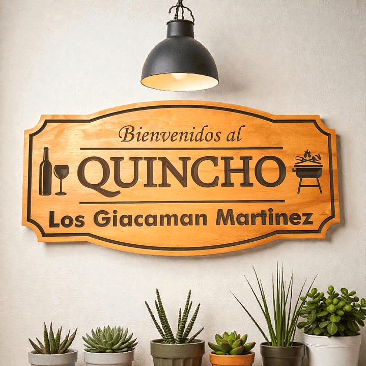 Letrero de madera para quincho 35×70 cm personalizado – estilo clasico 2