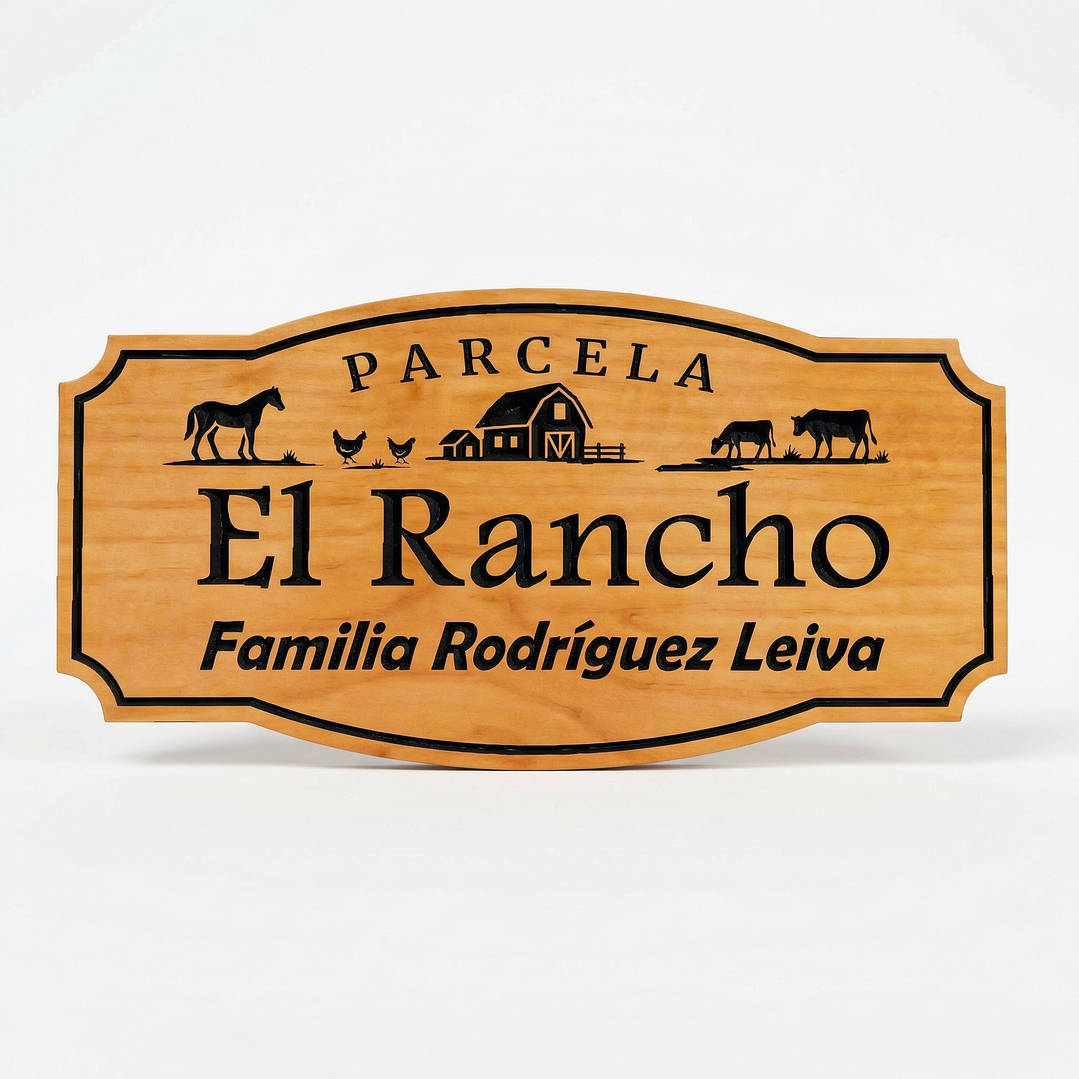 Letrero de Madera Personalizado para Parcela o Cabaña modelo clasico 1