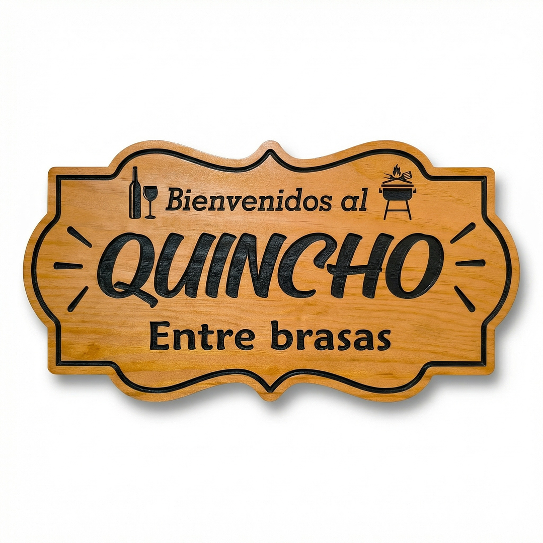 Letrero de madera para quincho 35×70 cm personalizado – estilo vintage 1