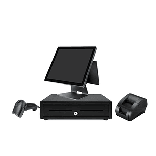 KIT Punto Venta AIO 2 Pantallas Q2T Táctil 15 INTEL I5 4GB M2.SSD Full Venta e Inventario