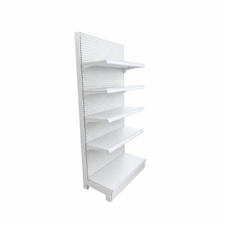 Góndola Exhibidor Metálico Blanco Porta Gancho 90x40x195 1