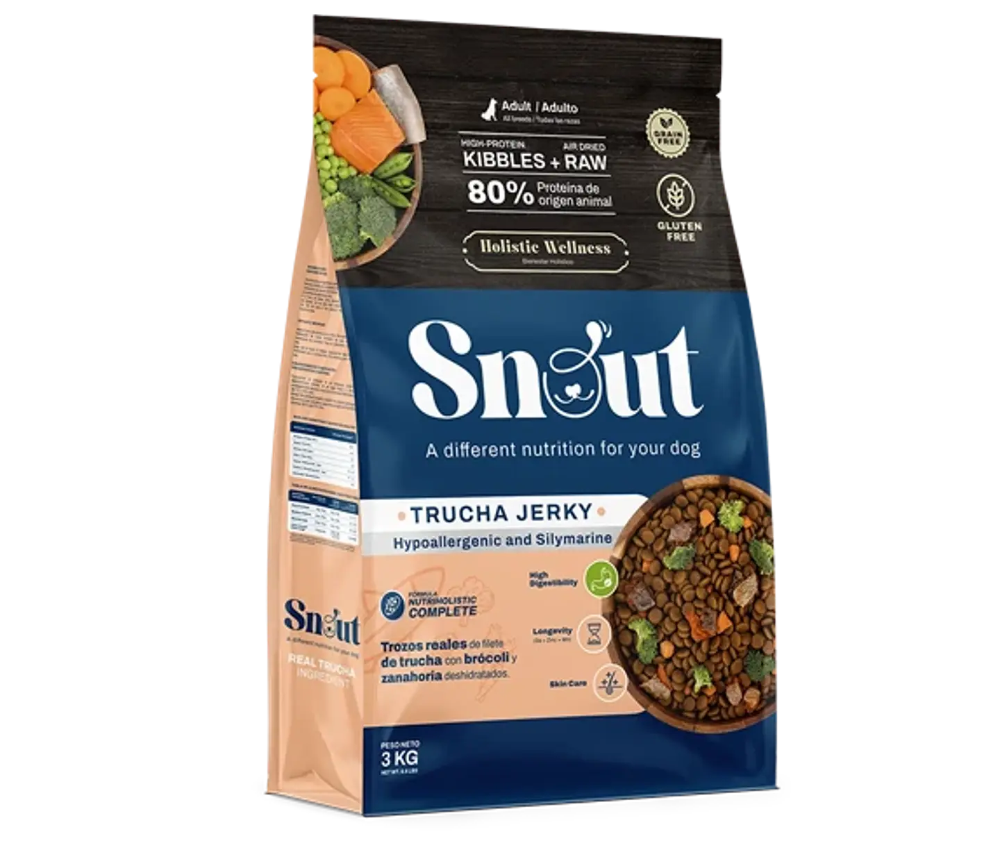 Snout croqueta 3kg Trucha All Breeds Hypoallergenic 1