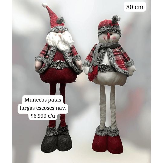 Muñecos patas largas escoceses navidad 80 cm c/u