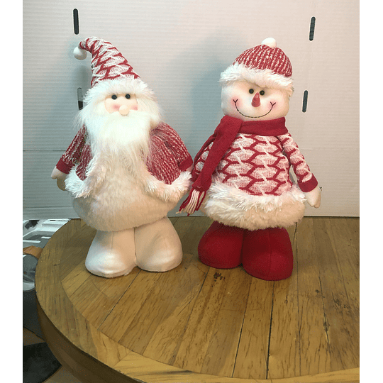 Muñecos patas largas lana rojo navidad 80 cm c/u