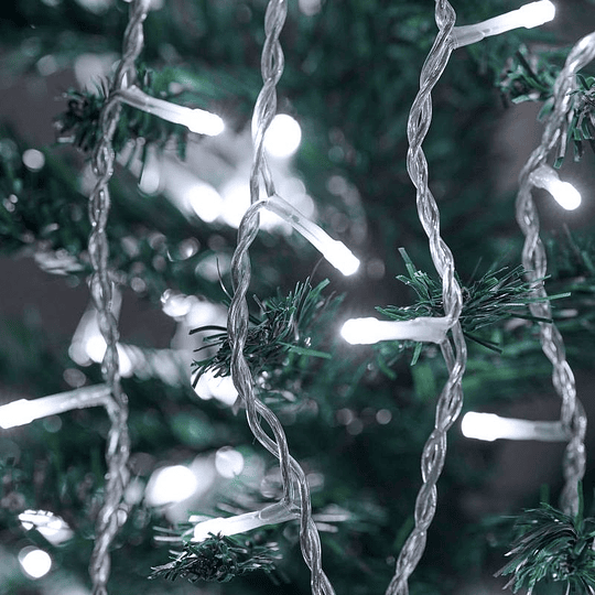 Luces de árbol 100 led blanca, cable blanco