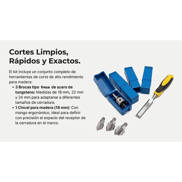 KOR-01: Kit Apertura Orificios Cerraduras Puertas Madera 4