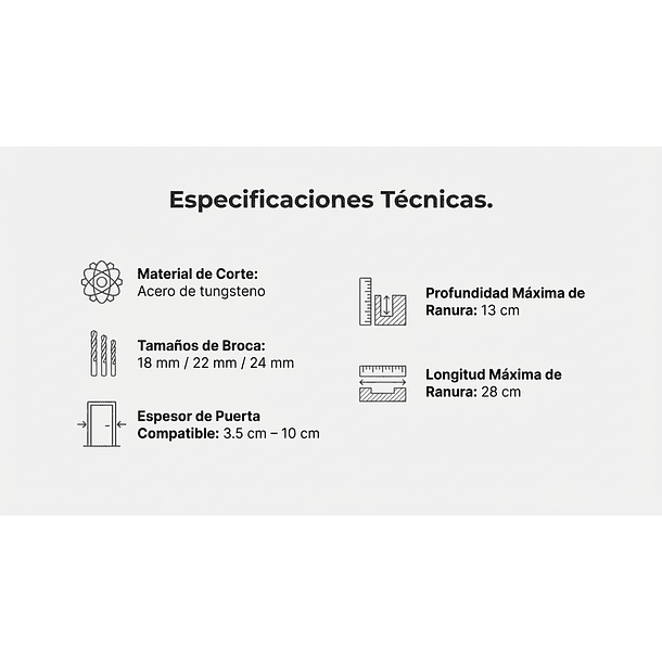 KOR-01: Kit Apertura Orificios Cerraduras Puertas Madera 6