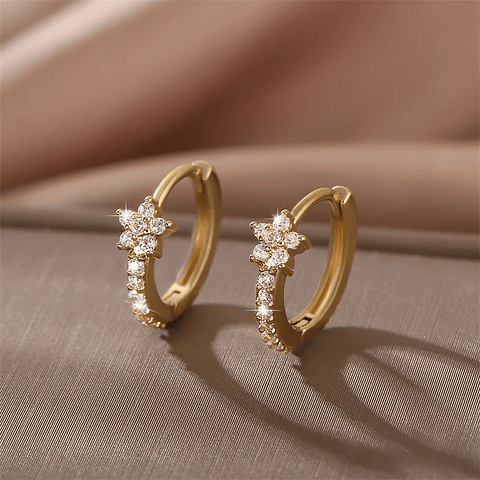 Fashion Stainless Steel Zircon Star Hoops Earrings For Women 