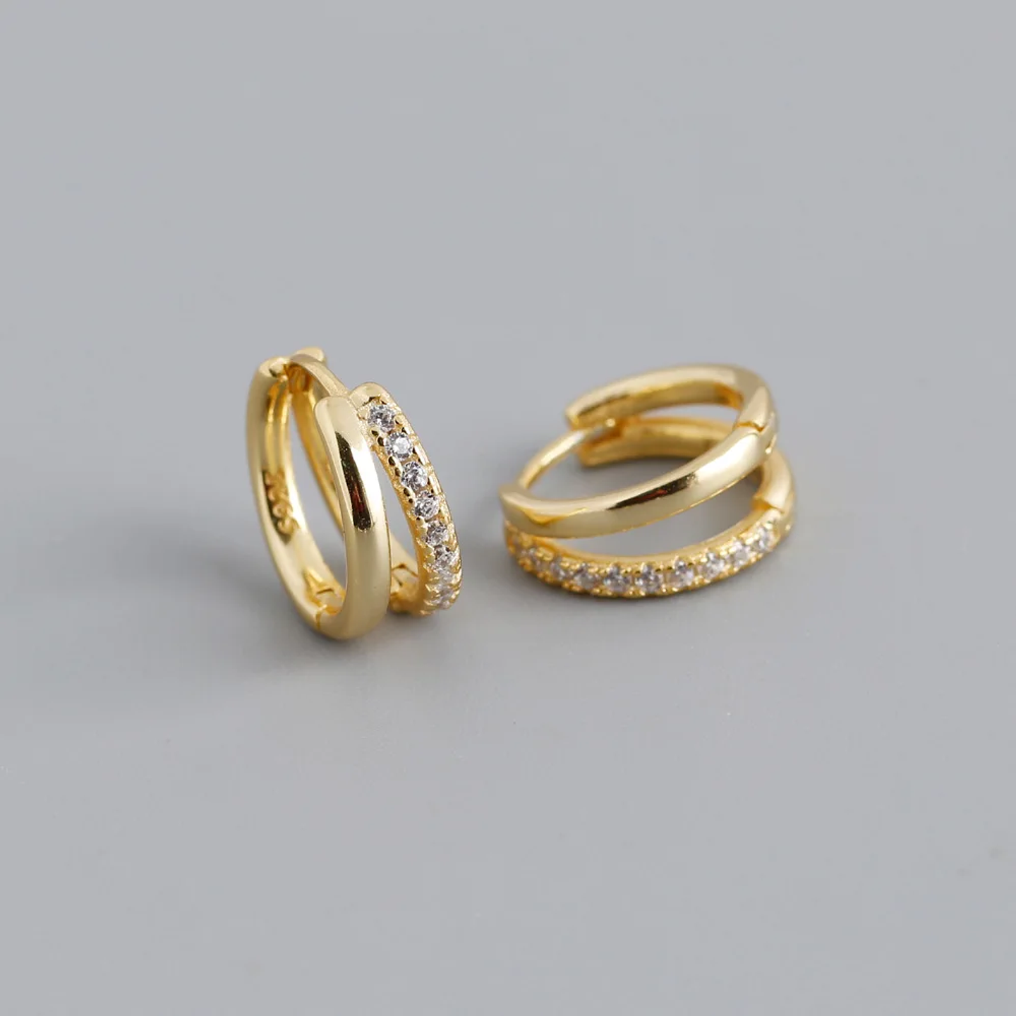 Fashion Stainless Steel Zircon Star Hoops Earrings For Women  10