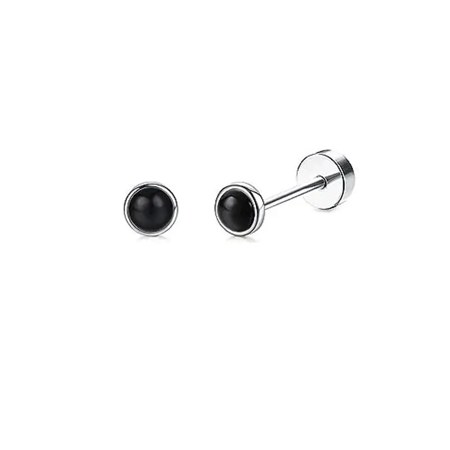 2PCS/Set Stainless Steel Heart Moon Earbone Stud Screw Ball Stud Earrings for Women  12