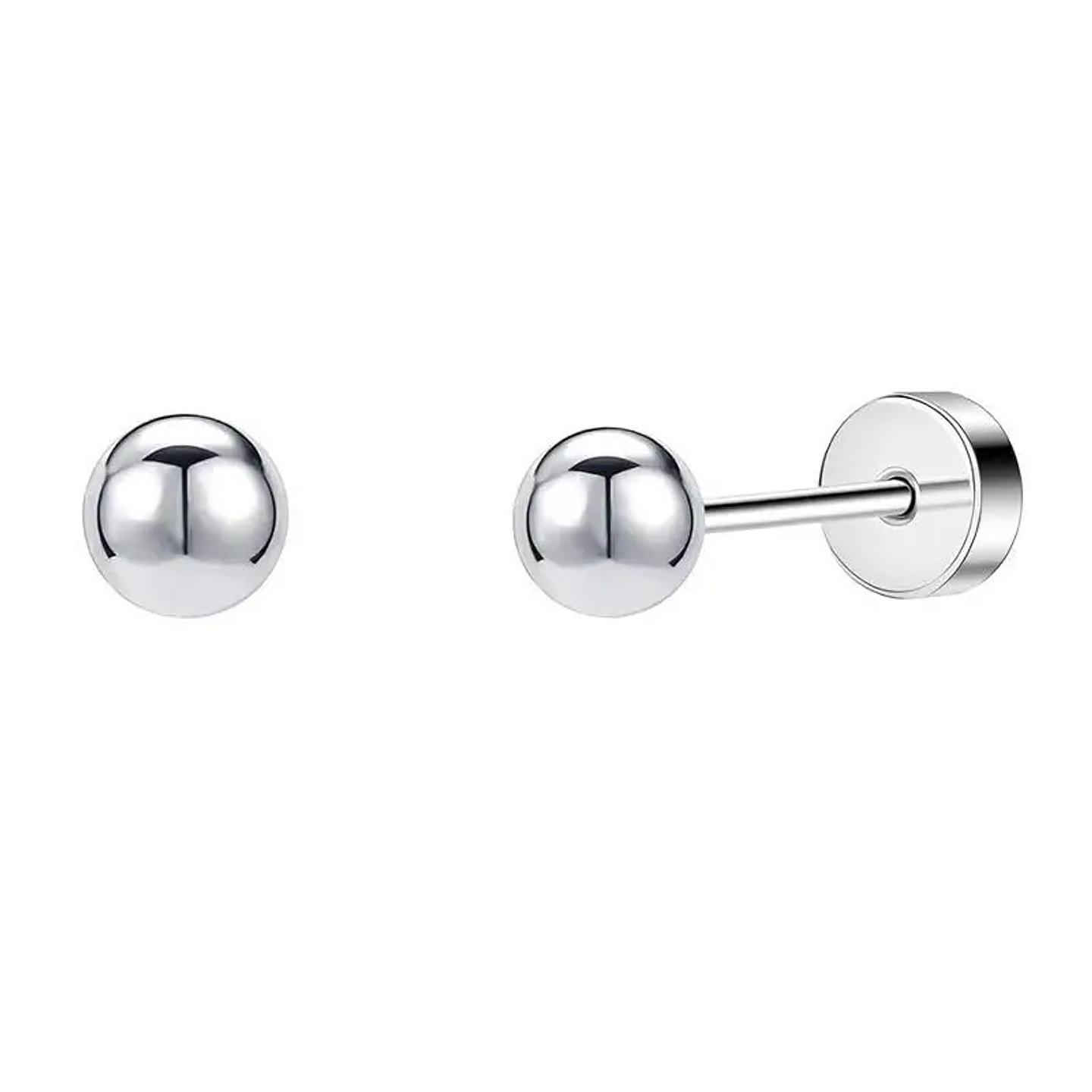 2PCS/Set Stainless Steel Heart Moon Earbone Stud Screw Ball Stud Earrings for Women  18