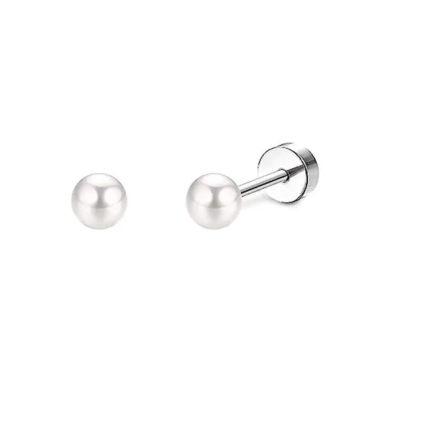 2PCS/Set Stainless Steel Heart Moon Earbone Stud Screw Ball Stud Earrings for Women  26