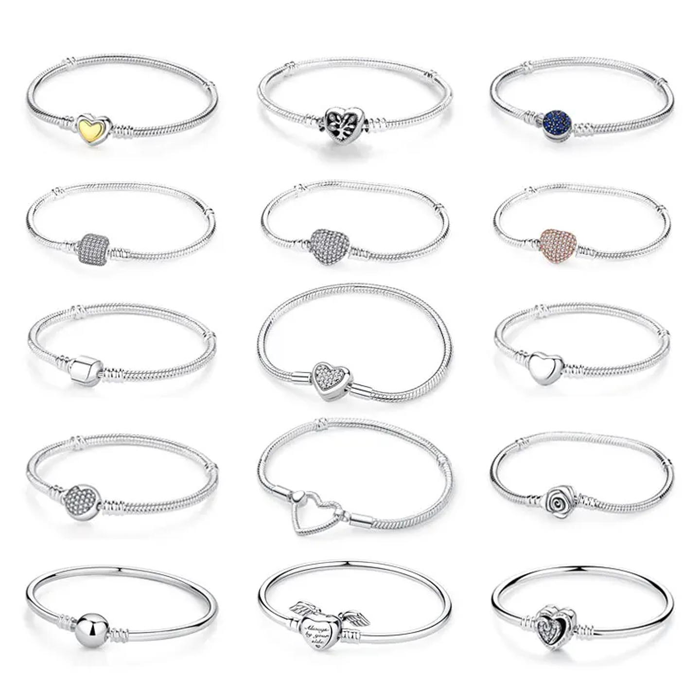 Original 925 Sterling Silver Bracelets Bangles Love Heart 1