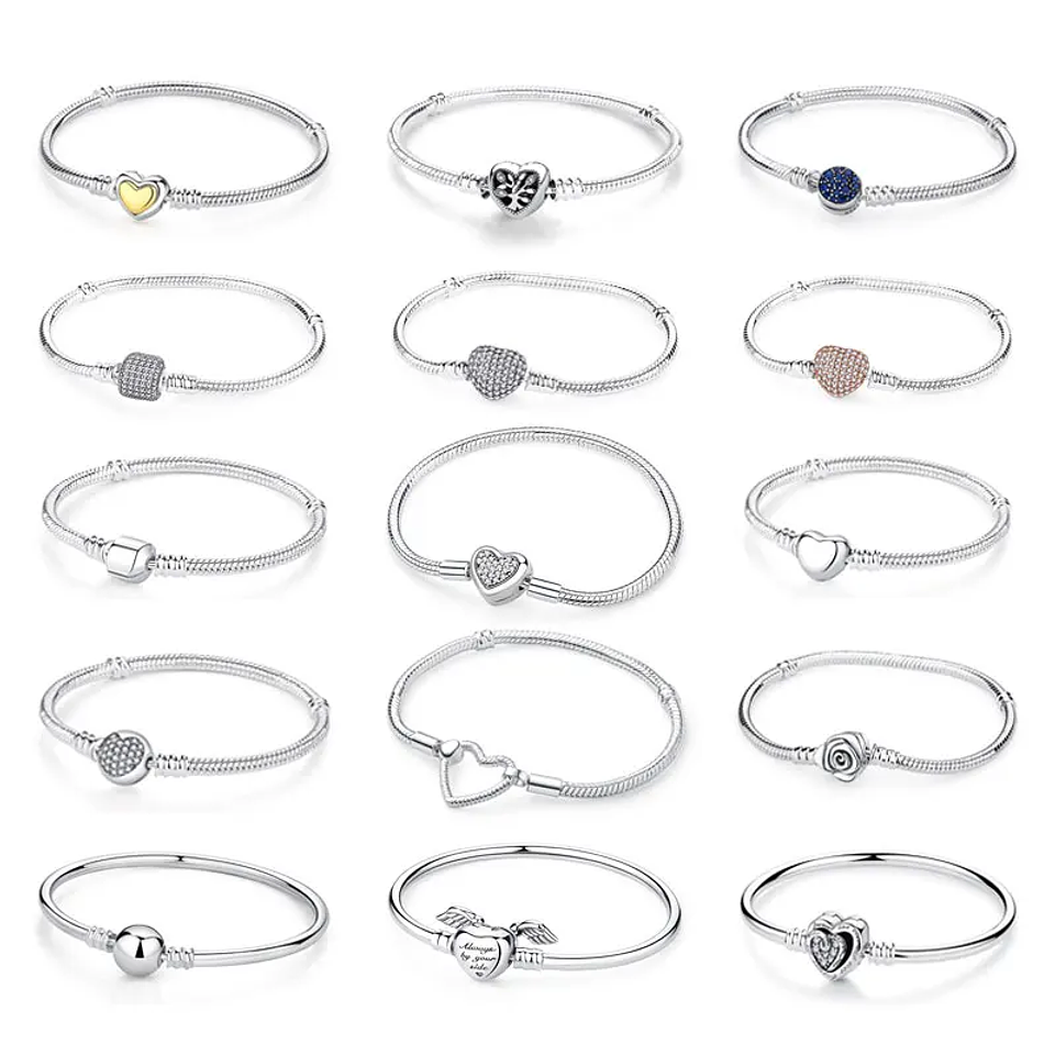 Original 925 Sterling Silver Bracelets Bangles Love Heart 1